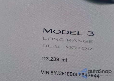 2020 Tesla Model 3 Long Range Dual Motor All-Wheel Drive from USA, damaged, VIN 5YJ3E1EB6LF647944